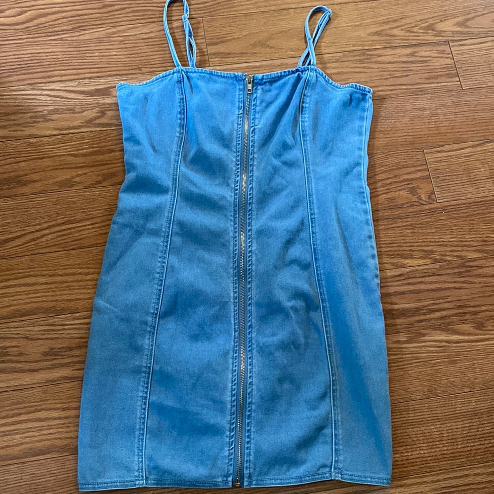 🧚‍♀️Forever 21 Denim Cami Mini Dress With Front Zipper | Small